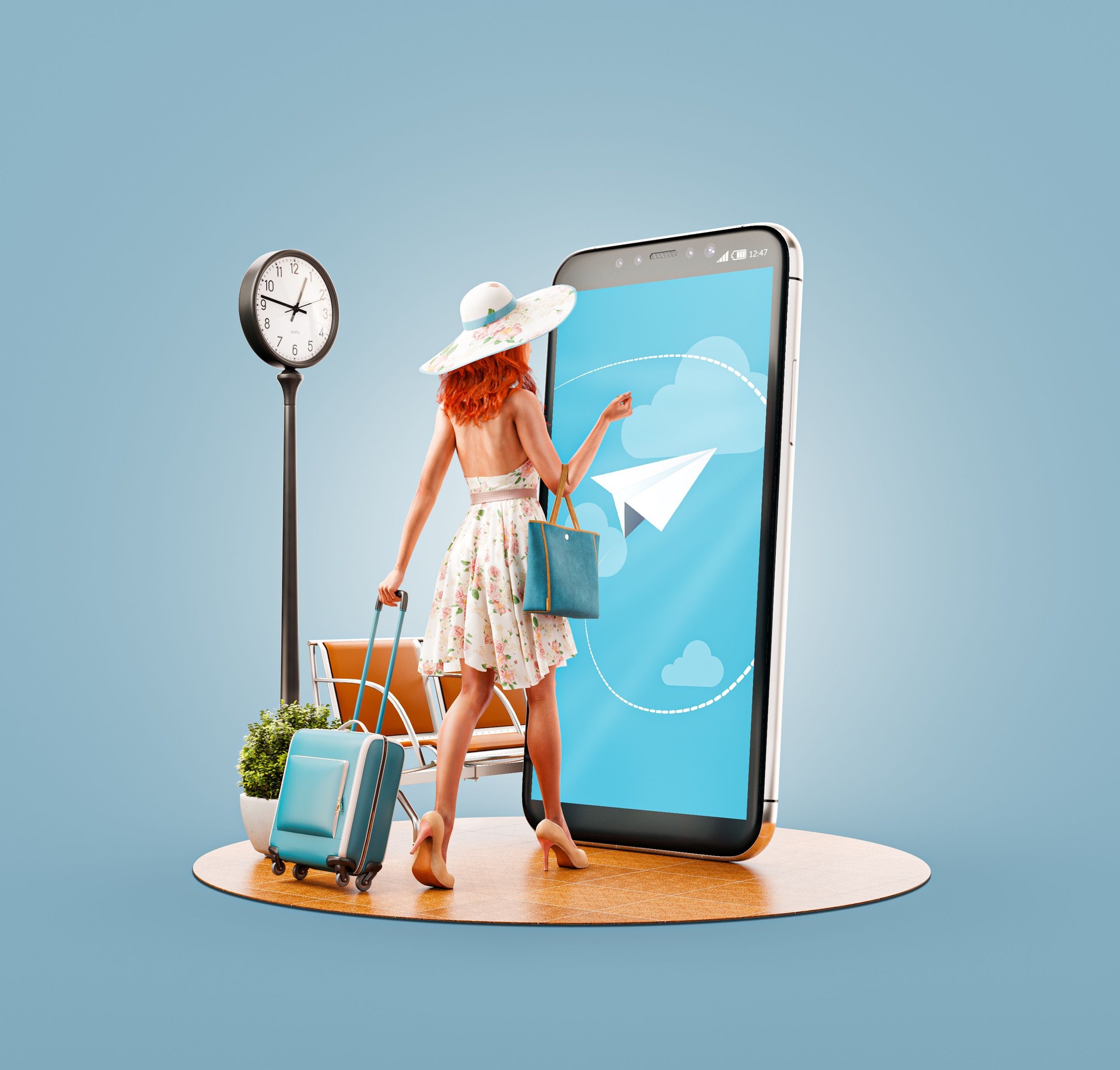 Unusual 3d illustration smart phone application